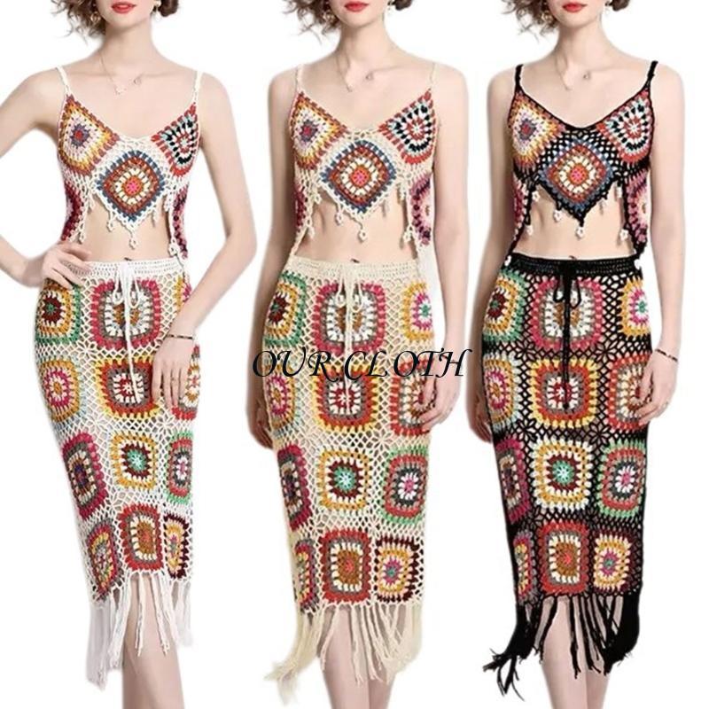 Crop Top Crochet - Damski, plażowy, szydełkowany, krótki top na