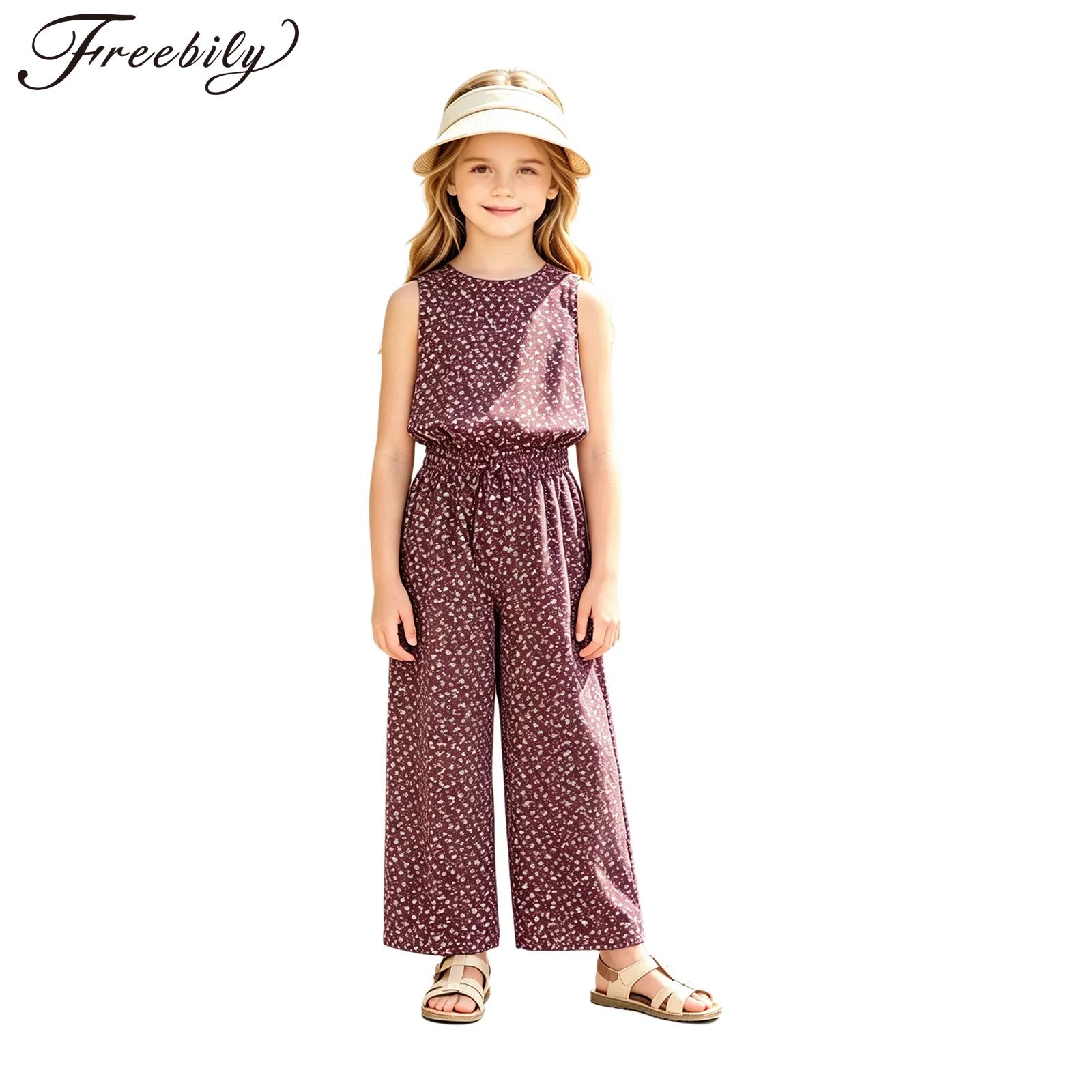 Romper Floral Print - Dziecięcy dziewczęcy letni kombinezon w kwiaty,