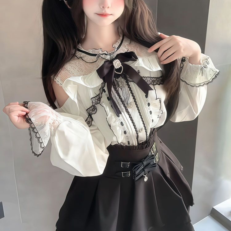 Japoński gotycki styl Y2k Loli – Blouse Off Shoulder recenzja i cena